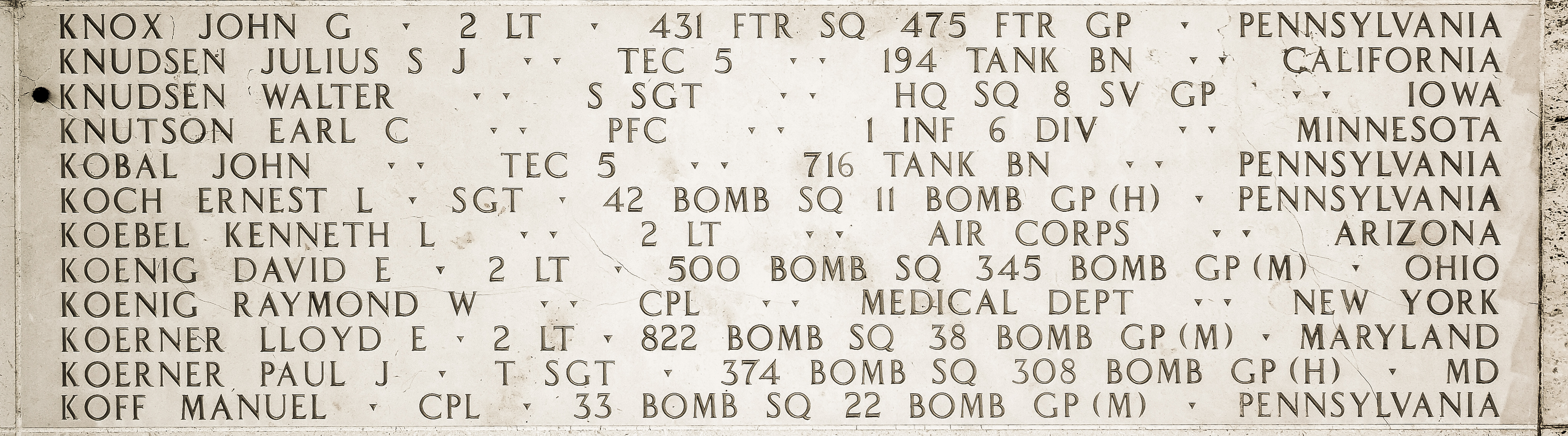 Paul J. Koerner, Technical Sergeant